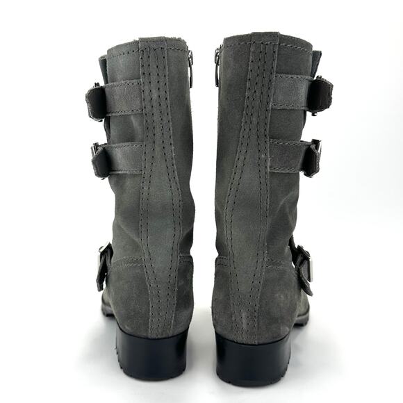 Marc Fisher Arianna Women Gray Moto Boot Size 9 Suede Block Heel Mid-Calf Bootie - Picture 6 of 15